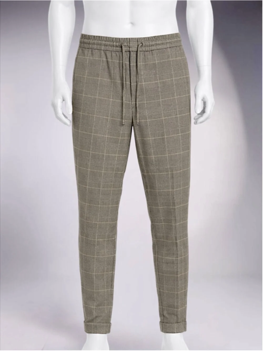 H&M Men’s Slim Fit Plaid Pull-On Pants Cuffed Joggers Size M